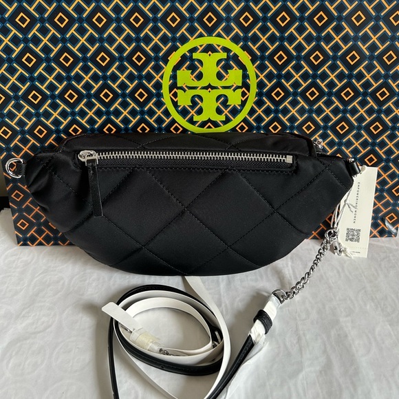Tory Burch Willa Quilted Nylon Belt Bag Black Fanny Pack Crossbody Bag - Picture 2 of 11